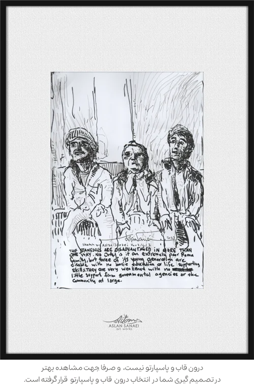 نقاشی تکنیک راپید روی کاغذ poor roma family