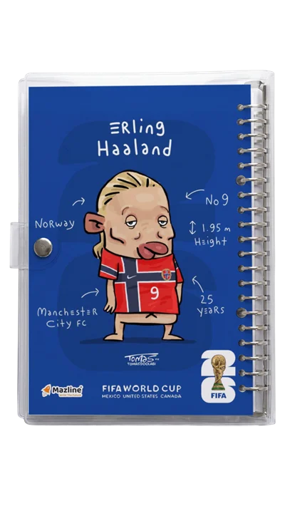 دفتر کلاسور شیشه ای ارلینگ هالند Erling Haaland Worldcup 2026