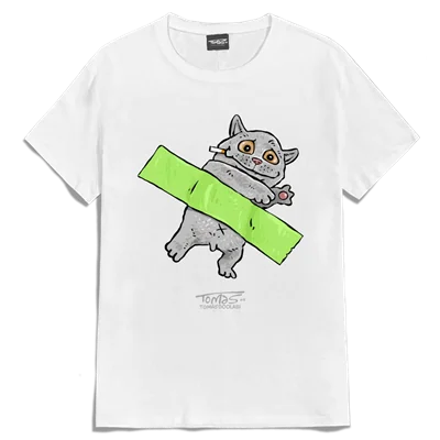 تیشرت گربه چسب خورده cat scotch tape