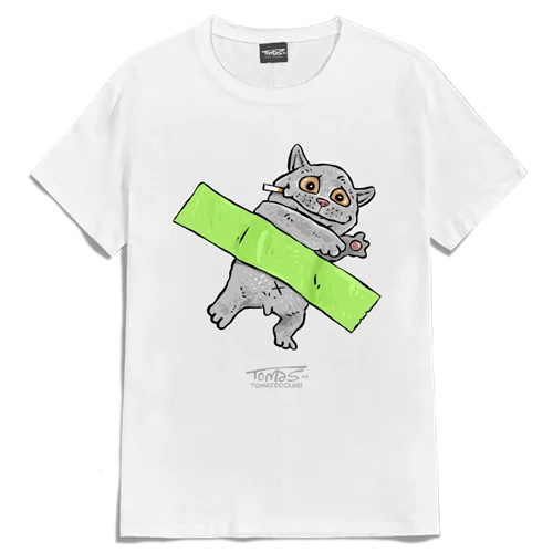 تیشرت گربه چسب خورده cat scotch tape