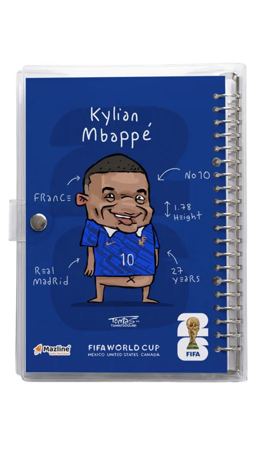 دفتر کلاسور شیشه ای کلیان امپاپه Kylian Mbappe Worldcup 2026