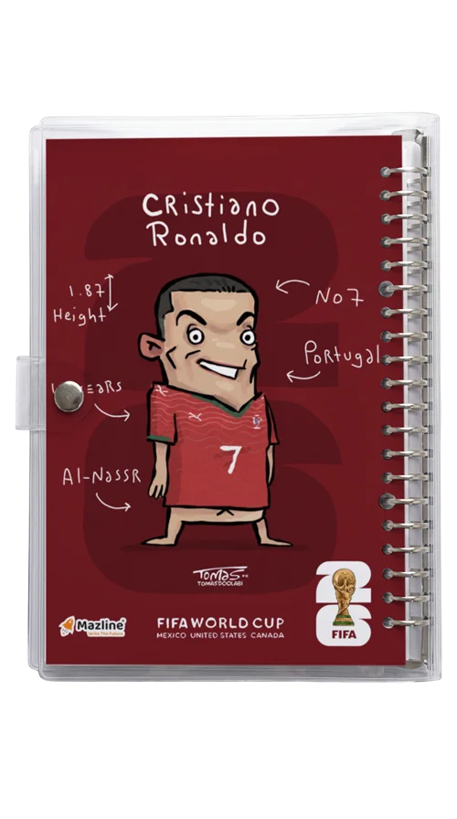 دفتر کلاسور شیشه ای کریستیانو رونالدو Cristriano Ronaldo Worldcup 2026