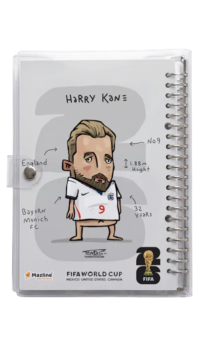 دفتر کلاسور شیشه ای هری کین Harry Kane Worldcup 2026