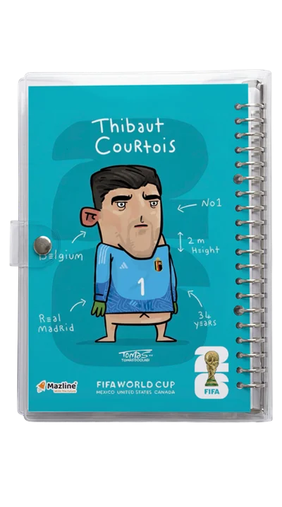 دفتر کلاسور شیشه ای تیبوات کورتویس Thibaut Courtois Worldcup 2026