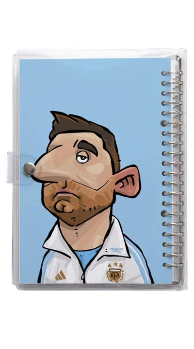 دفتر کلاسور شیشه ای تکامل لیونل مسی کمیرا بوبو lionel messi que miras