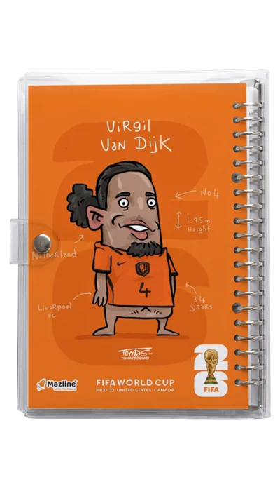 دفتر کلاسور شیشه ای ویرجیل ون دایک Virgil Van dijk Worldcup 2026