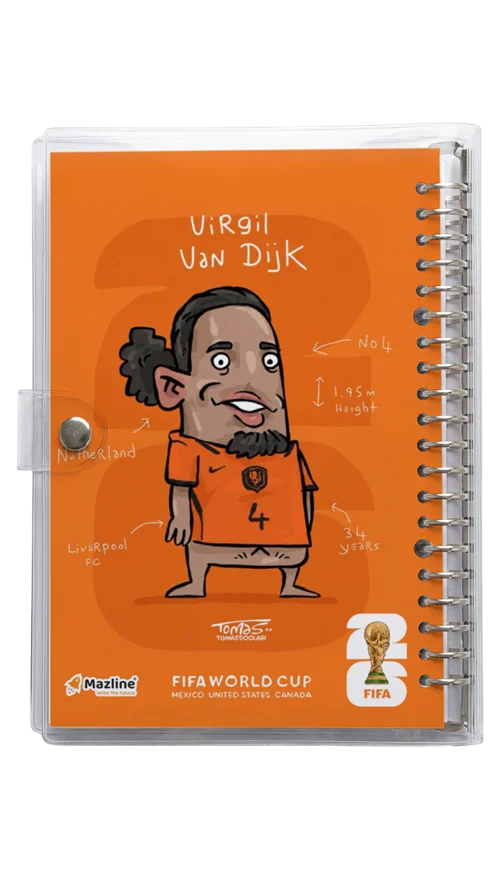 دفتر کلاسور شیشه ای ویرجیل ون دایک Virgil Van dijk Worldcup 2026