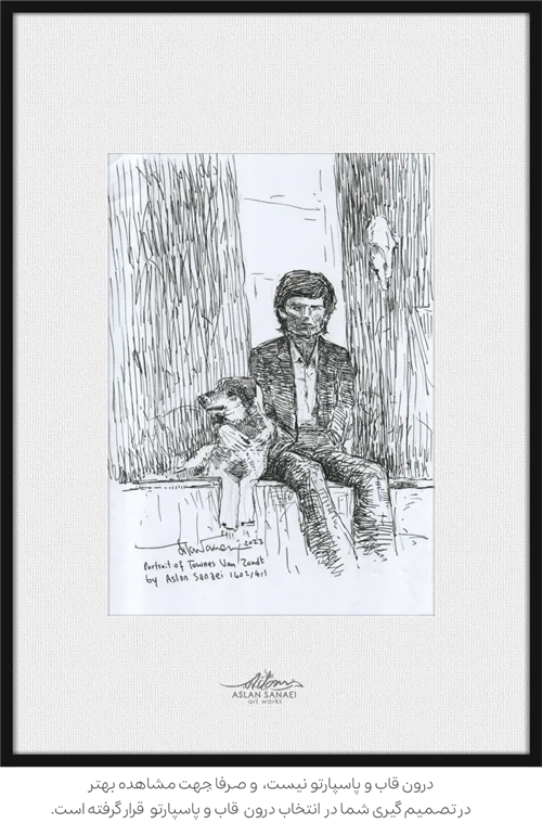 نقاشی تکنیک راپید روی کاغذ  man and his dog
